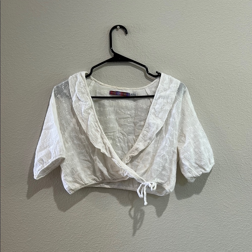 Urban Renewal White Puff Sleeve Wrap Blouse
